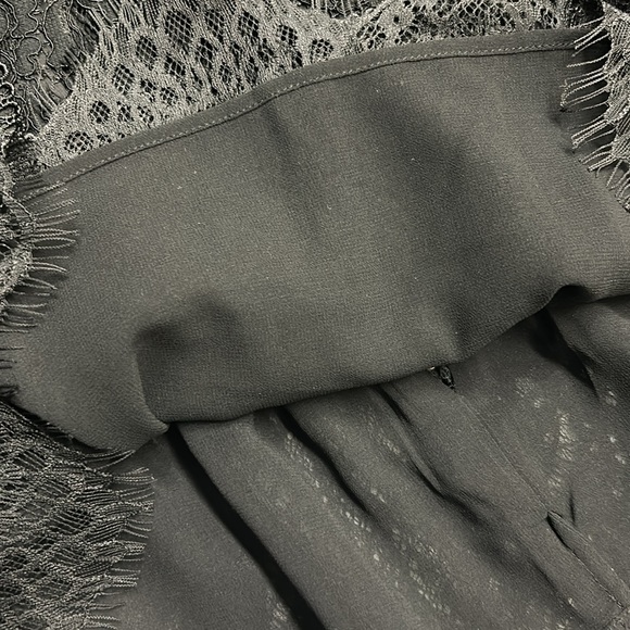 NWT White House Black Market Lace Bodice Blouse Crochet Sheer Peplum Black 8 - Picture 12 of 14